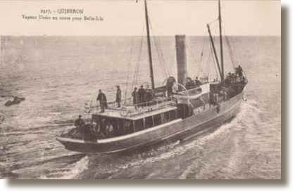 carte ancienne  bateau � vapeur, courrier de Belle Ile